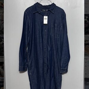 Ralph Lauren Denim dress women’s size XL NWT button down long sleeve